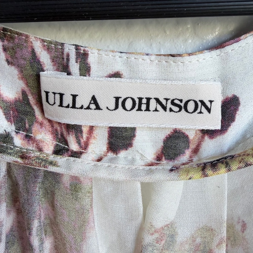 Ulla Johnson Kiki Top Blouse Floral Daisy Silk Womens 12 Boho Cottagecore NWOT - Picture 7 of 11